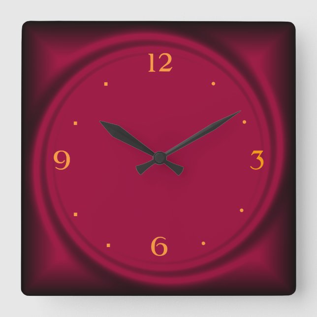 Himbeere Swirl>Uhr Quadratische Wanduhr (Vorderseite)