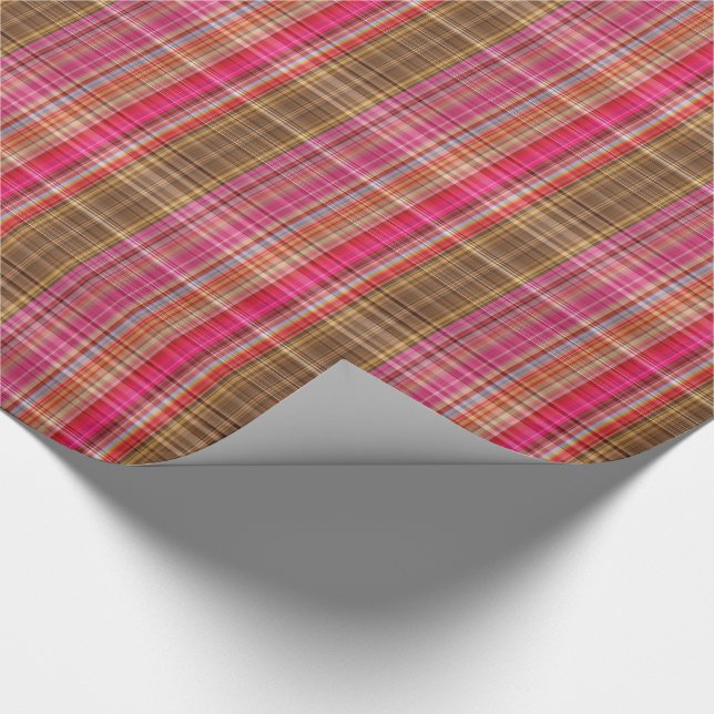 Himbeere Tartan Kariert Geschenkpapier (Ecke)