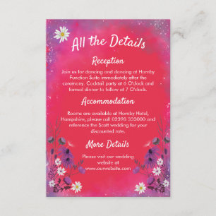 Himbeere Wildblume - RSVP-Karte vertikal Begleitkarte