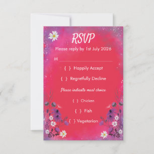 Himbeere Wildblume - RSVP-Karte vertikal RSVP Karte