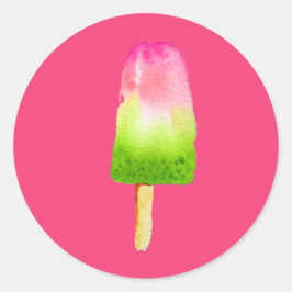 Himbeereis-Pop-Kunstpopsikel Sommer Runder Aufkleber