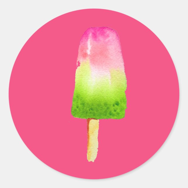 Himbeereis-Pop-Kunstpopsikel Sommer Runder Aufkleber (Vorderseite)