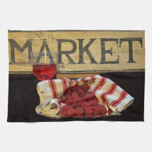Himbeeren am Markt Küchentuch