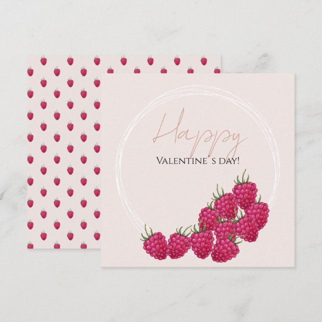 Himbeeren Aquarellbilder Karte (Vorne/Hinten)