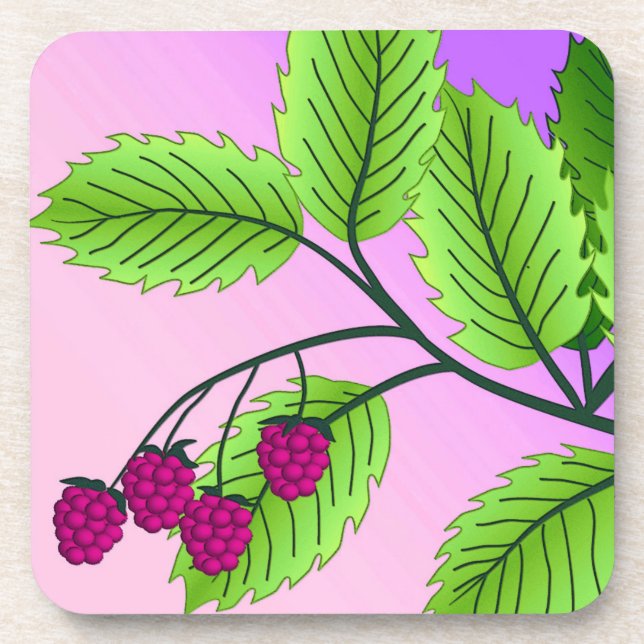 Himbeeren auf einem Zweig Untersetzer (Vorderseite)
