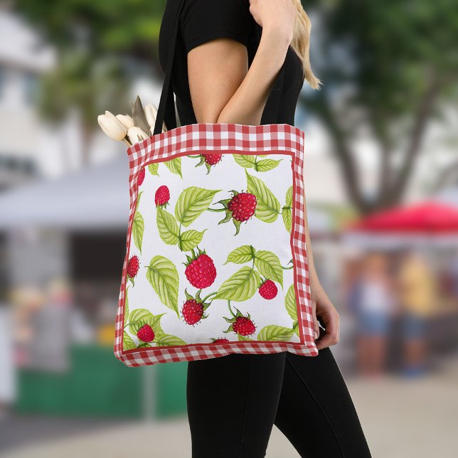 Himbeeren auf Red Gingham Tasche (Von Creator hochgeladen)