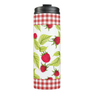 Himbeeren auf Red Gingham Thermosbecher