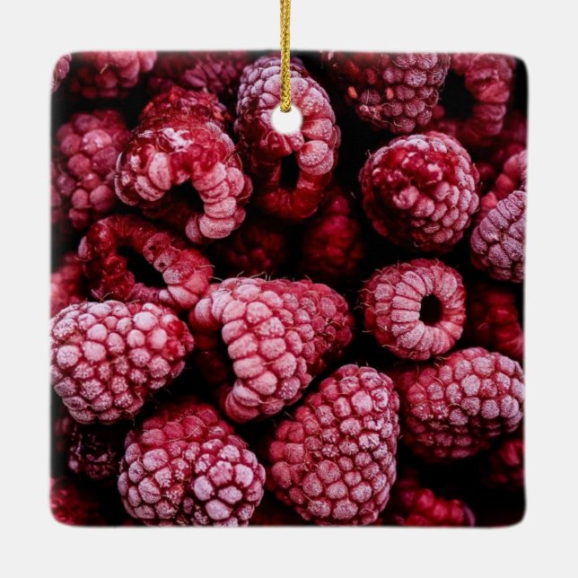 Himbeeren Fresh Red Keramikornament (Rückseite)
