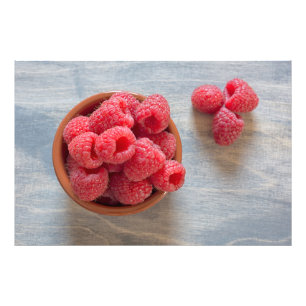 Himbeeren, frisch in einer Schüssel Fotodruck