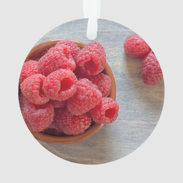 Himbeeren, frisch in einer Schüssel Ornament (Rückseite)