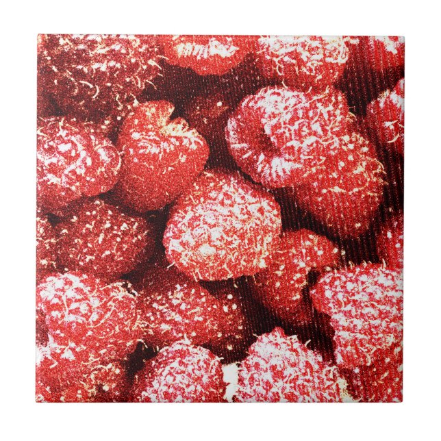 "Himbeeren Früchte" Niedliches Foto. Jetzt kaufen Fliese (Vorderseite)