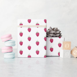 Himbeeren Handbemaltes Wasserfarbmuster Geschenkpapier