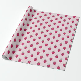 Himbeeren Handbemaltes Wasserfarbmuster Geschenkpapier
