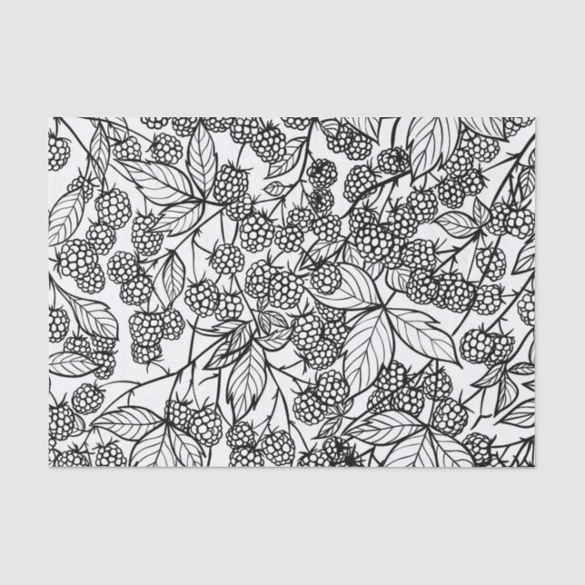 Himbeeren handgezeichnetes Musterpapier Seidenpapier (Vorderseite)