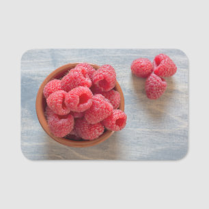 Himbeeren in einer Schüssel Namensschild