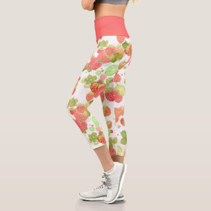Himbeeren Muster Capri Leggings