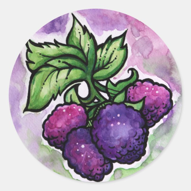 Himbeeren, niedlich Lila Himbeere Runder Aufkleber (Vorderseite)