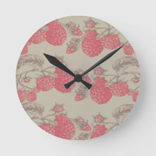 Himbeeren Runde Wanduhr