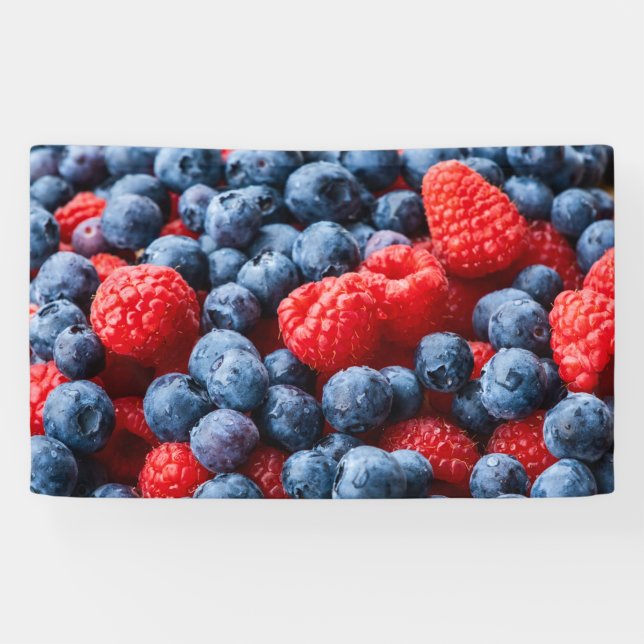Himbeeren und Blaubeeren Banner (Horizontal)