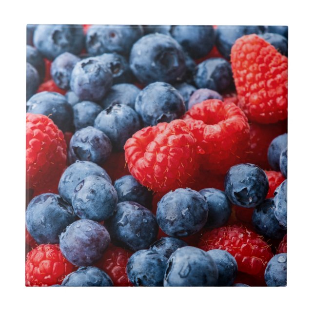 Himbeeren und Blaubeeren Fliese (Vorderseite)