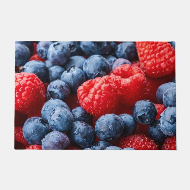 Himbeeren und Blaubeeren Fußmatte (Vorderseite)