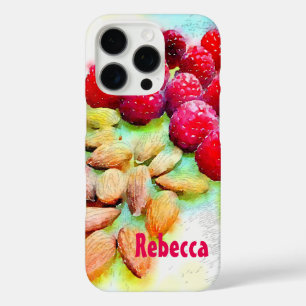 Himbeeren und Mandeln Snack Wasserfarben Kunstwerk title_seo2