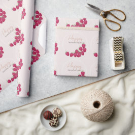 Himbeeren Watercolor Happy Valentine Day Geschenkpapier