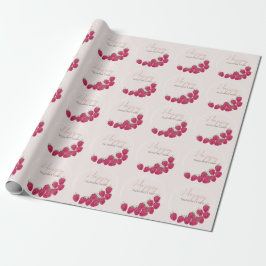 Himbeeren Watercolor Happy Valentine Day Geschenkpapier