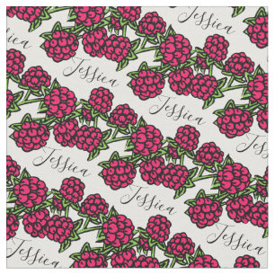 Himbeeren zeichnend Rotgrün-Muster Stoff