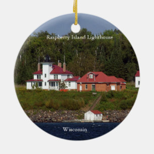 Himbeerinsel-Leuchtturmdoppeltes versah Verzierung Keramik Ornament