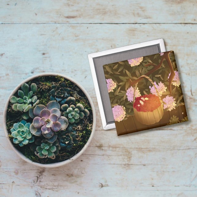 Himbeerkörbe mit goldenem Foto Magnet (Von Creator hochgeladen)