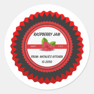 Himbeermarmelade aus Liebe Modern Red Round Stic Runder Aufkleber
