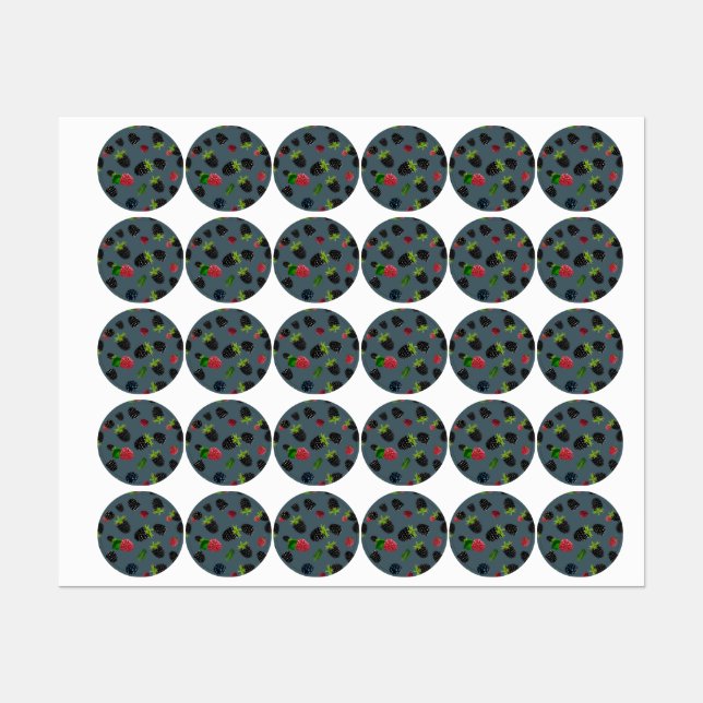 Himbeermuster 2 etiketten (Blatt)