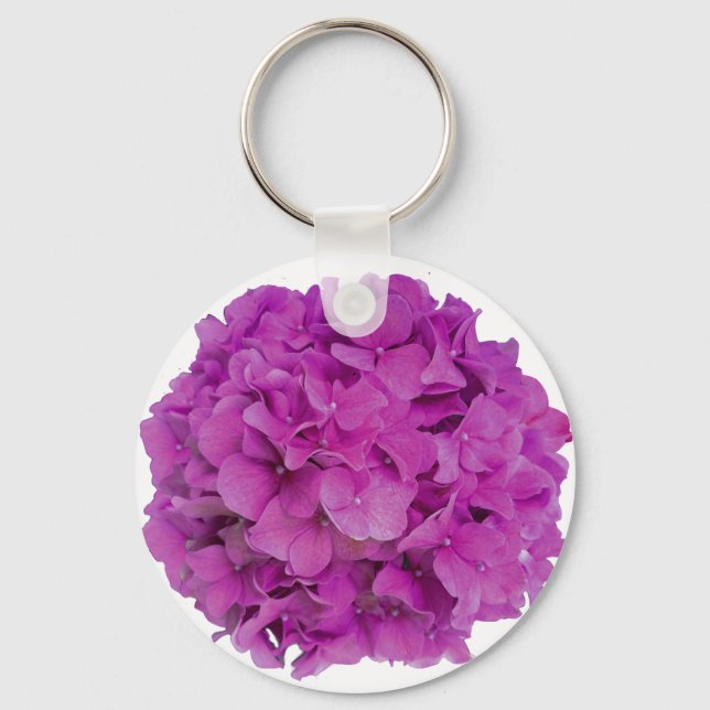 Himbeerrosa Hydrangeas Rosa Magenta Blume Schlüsselanhänger (Vorderseite)