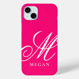 Himbeerrosa monogrammierte Case-Mate iPhone 15 Hül Hülle