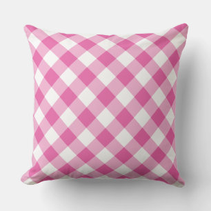 Himbeerrosa und weißer riesiger Karo-Gingham Kissen