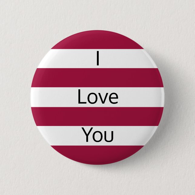 Himbeerrot-Weiß-Gestreift Button (Vorderseite)