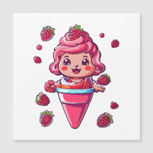 Himbeersorbet Kawaii Magnetkarte