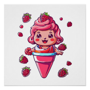 Himbeersorbet Kawaii Poster