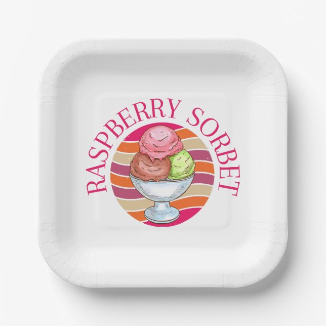 Himbeersorbet Pappteller (Vorderseite)