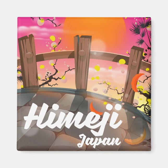 Himeji Japan blüht Poster. Magnet (Vorne)