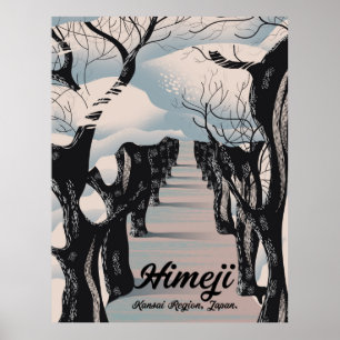 Himeji, Kansai Region japanische Blossom Bäume. Poster