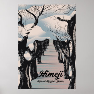 Himeji, Kansai Region japanische Blossom Bäume. Poster