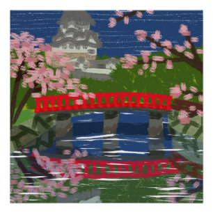 Himeji-Schloss-Fluss Poster