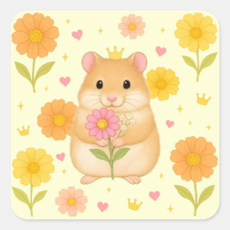HIMEKARI Floral Hamster Sticker – Cream