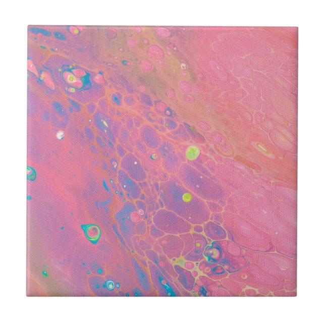 Himmel auf der Venus Coral Pink Galaxy Acrylic Pou Fliese (Vorderseite)