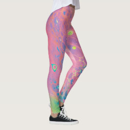 Himmel auf der Venus Coral Pink Galaxy Acrylic Pou Leggings