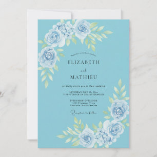 Himmel Azurblaue Rosen Hochzeit Einladung
