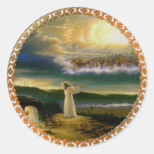 Himmel begrüßt Embrace Jesus in der Abenddämmerung Runder Aufkleber
