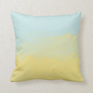 Himmel-Blau-Gelb-Aquarell-Malerei-Kunst modern Kissen